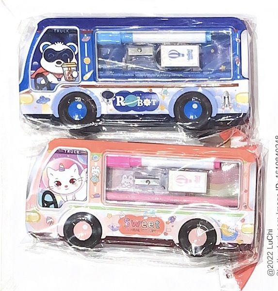 Hộp Bút Sắt 2 Ngăn Hình Xe
