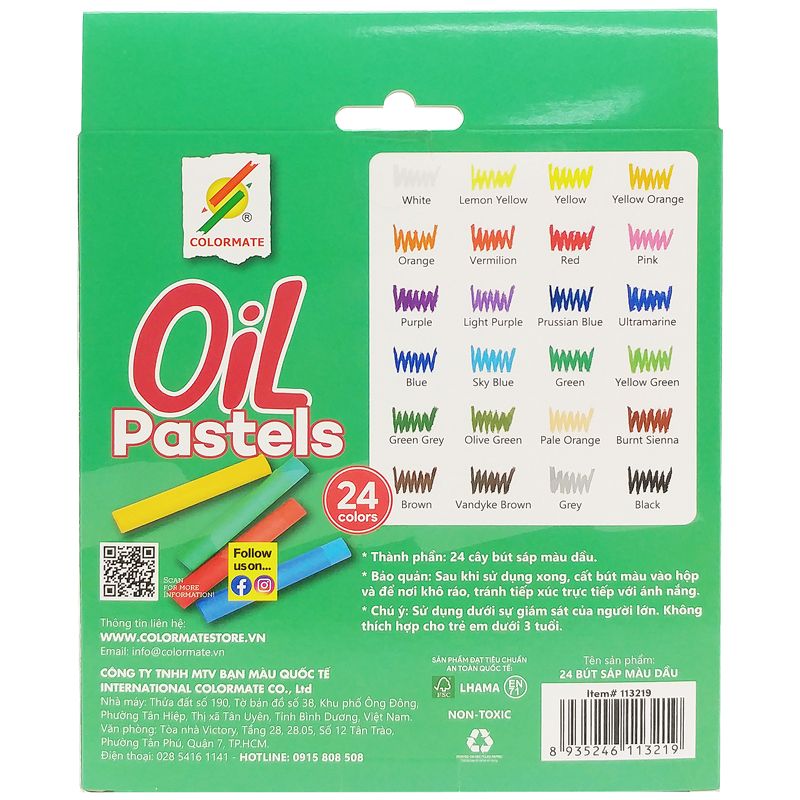 Hộp sáp màu dầu 24 cây (oil pastels)-Colormate