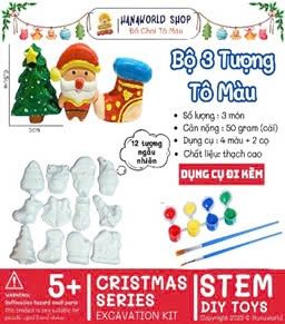 ĐỒ CHƠI KHẢO CỔ BỘ 3 TƯỢNG TÔ MÀU GIÁNG SINH