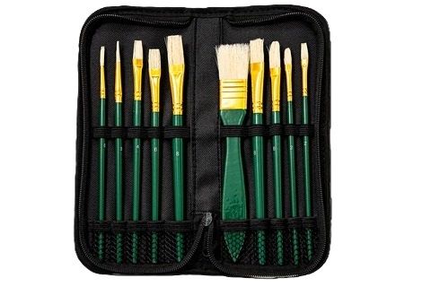 Bộ 10 cây cọ vẽ màu dầu tặng túi đựng cọ-Colormate