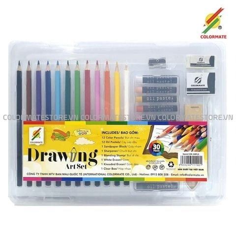 Bộ Màu Vẽ Hộp Nhựa Cao Cấp CM-30PLS-Colormate