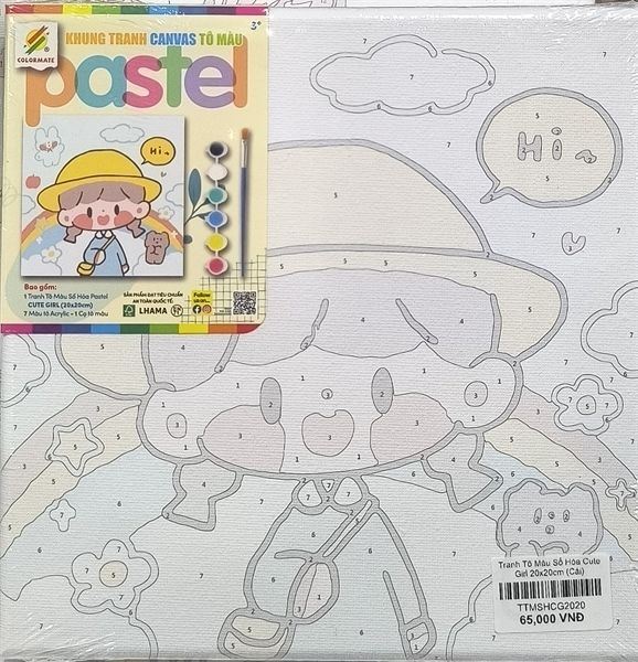 Tranh Tô Màu Số Hóa Cute Girl 20x20cm-Colormate