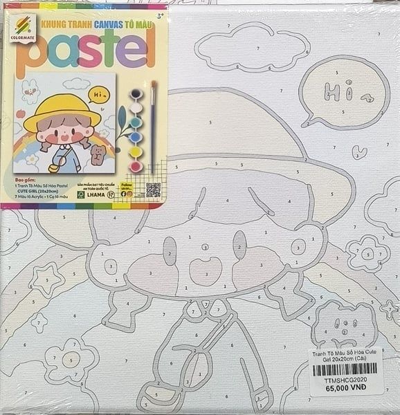 Tranh Tô Màu Số Hóa Cute Girl 20x20cm-Colormate