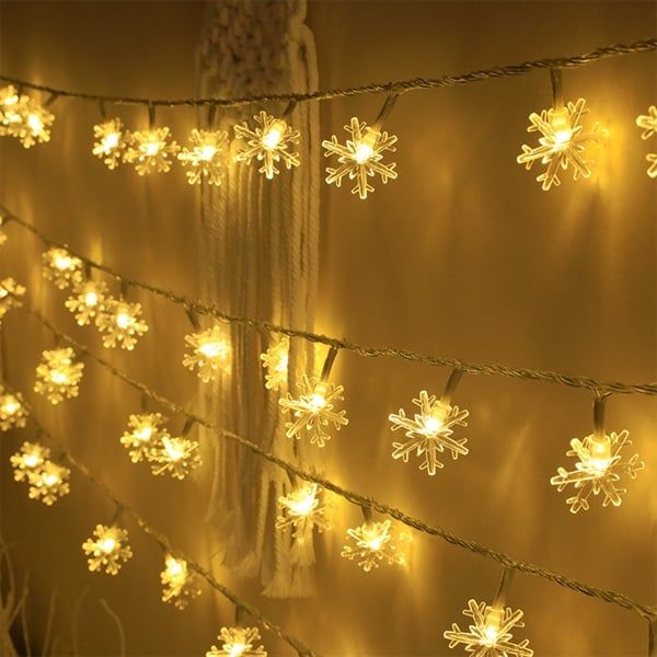 Đèn Led Dây Hoa Tuyết - Vàng 3M Pin