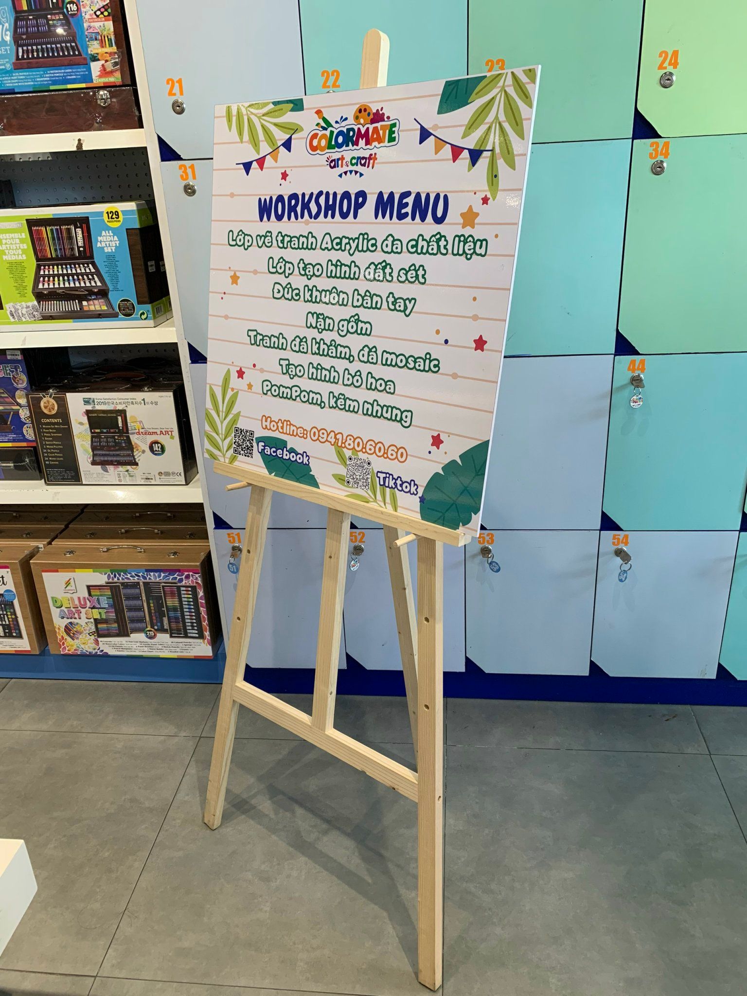 Giá vẽ gỗ mộc 140cm