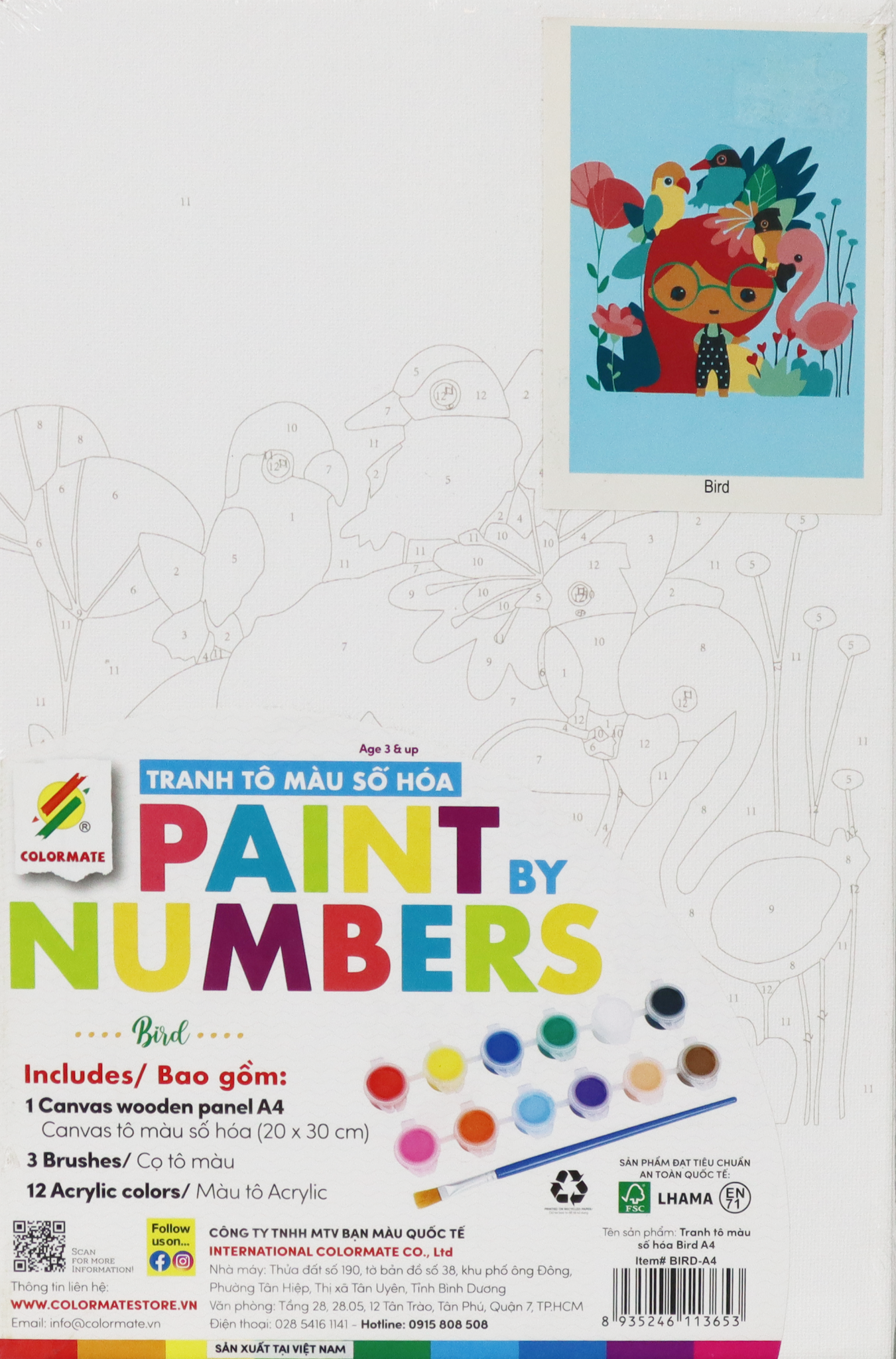 Tranh Tô Màu Số Hóa BIRD A4-Colormate