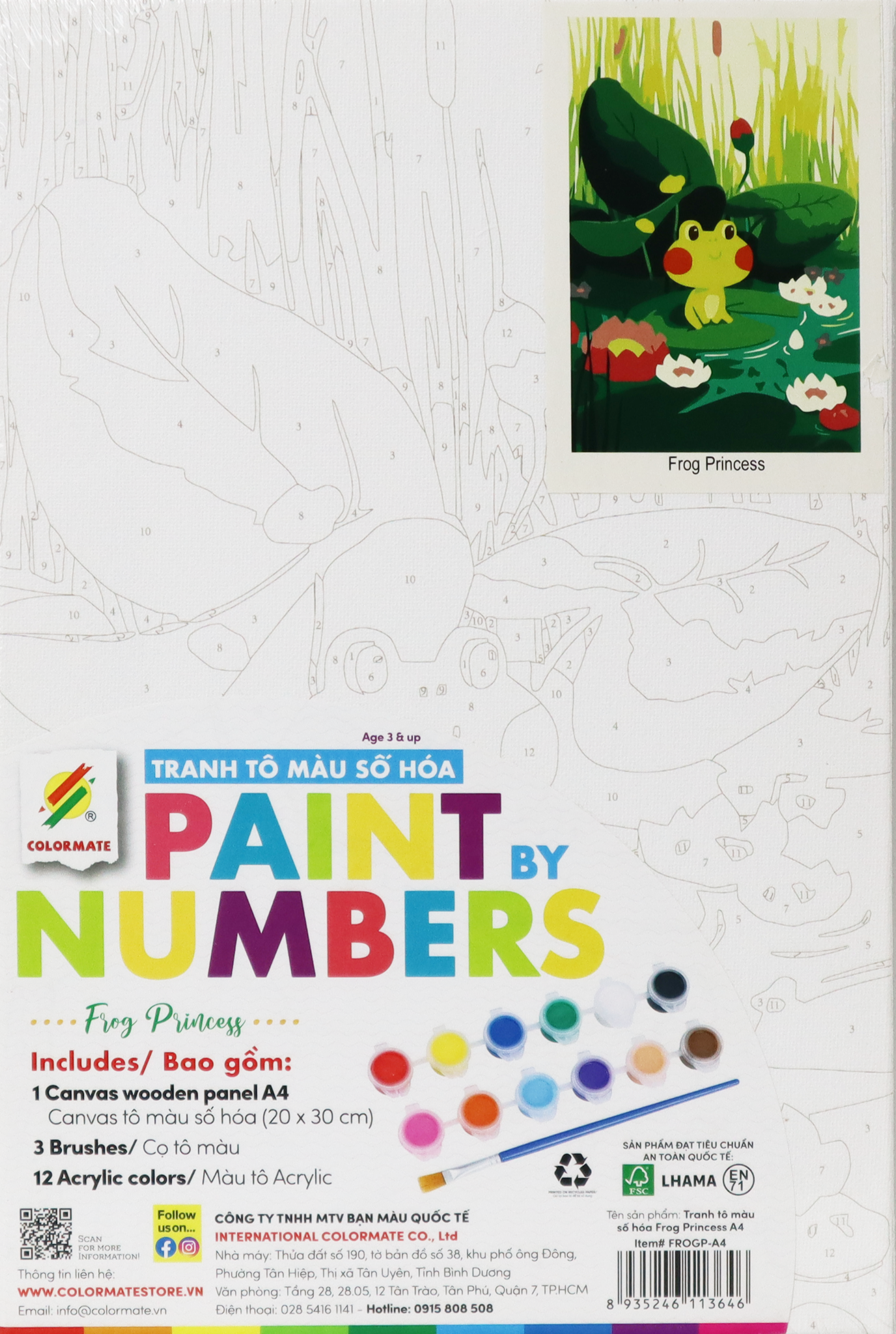 Tranh Tô Màu Số Hóa FROG PRINCESS A4-Colormate