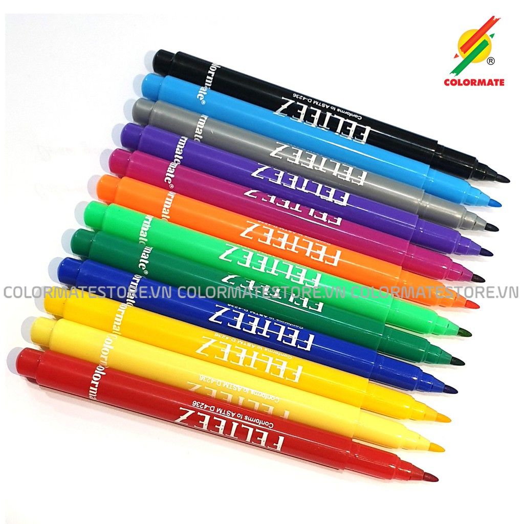 Bộ 12 Bút Lông FELTEEZ, Bút lông ngòi 1mm-Colormate