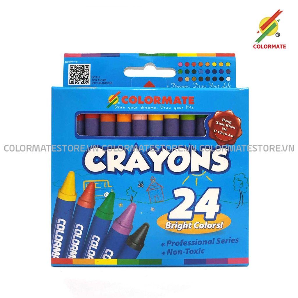 Bút Sáp Màu 24 Cây Hộp Giấy-Colormate