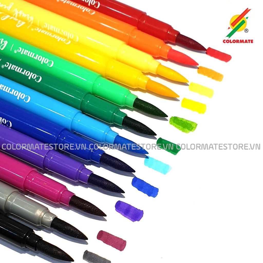 Bộ 12 Bút Lông Đầu Cọ Màu Nước Brush Pen-Colormate