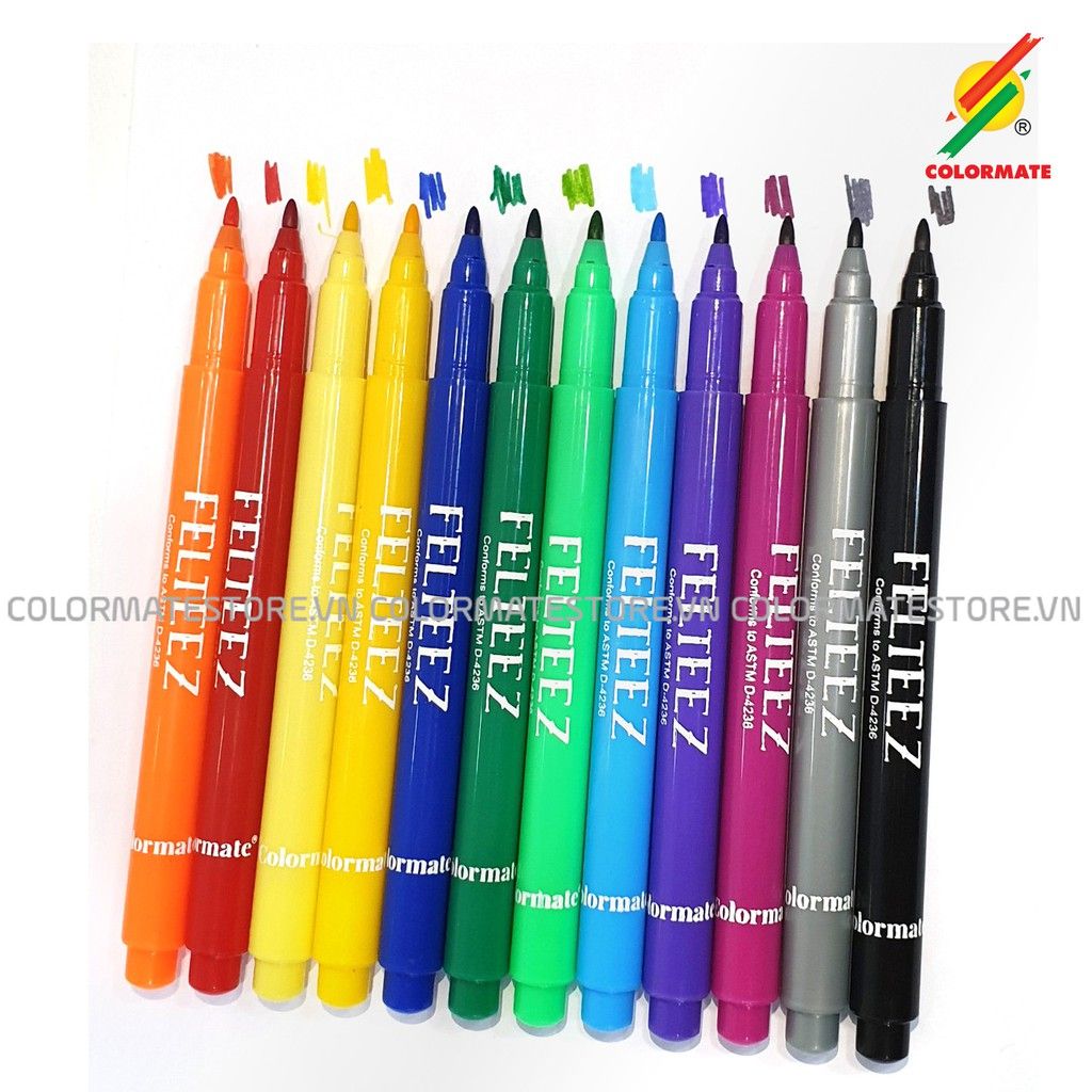 Bộ 12 Bút Lông FELTEEZ, Bút lông ngòi 1mm-Colormate