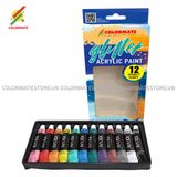  Hộp Giấy 12 Tuýp Glitter Acrylic Paint 