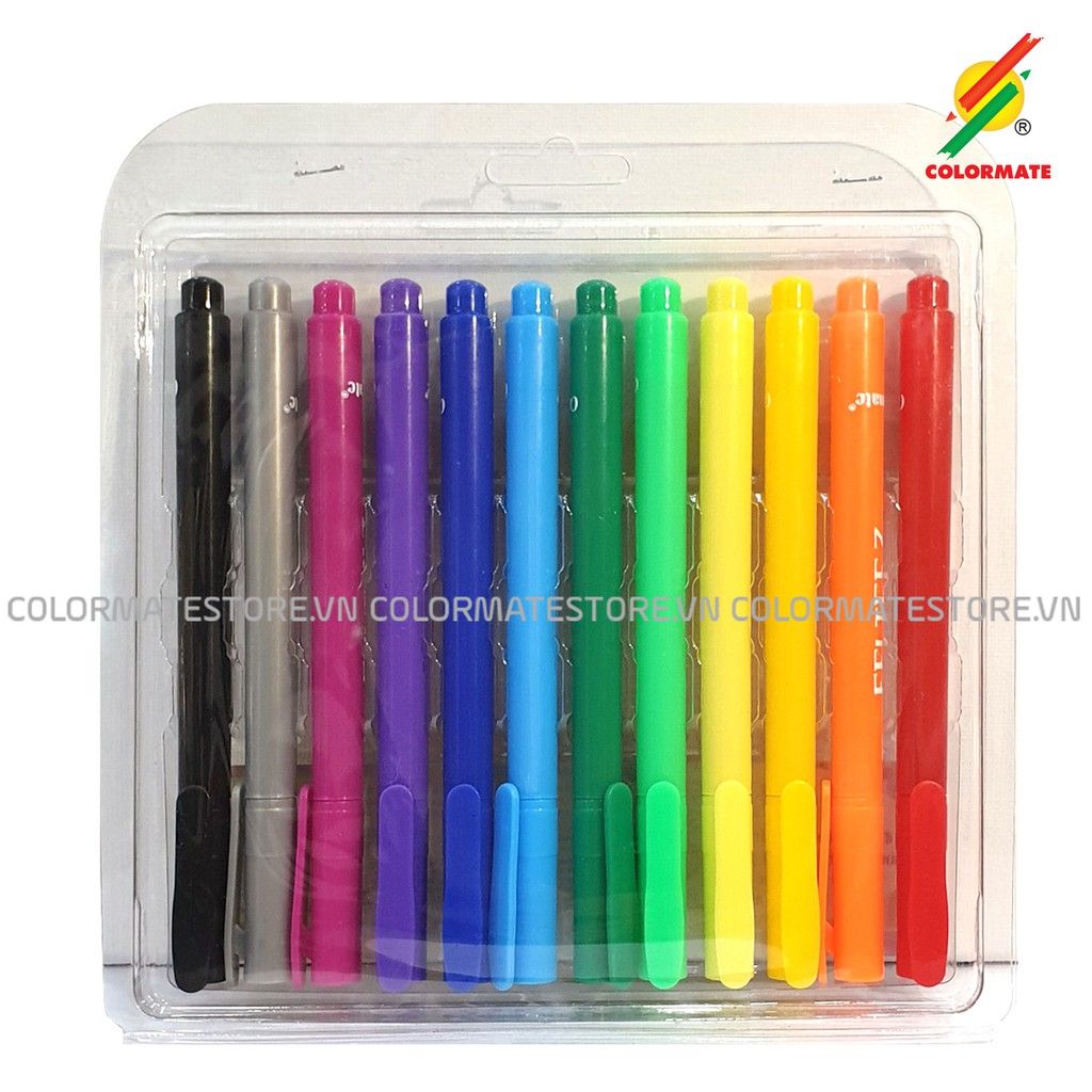 Bộ 12 Bút Lông FELTEEZ, Bút lông ngòi 1mm-Colormate