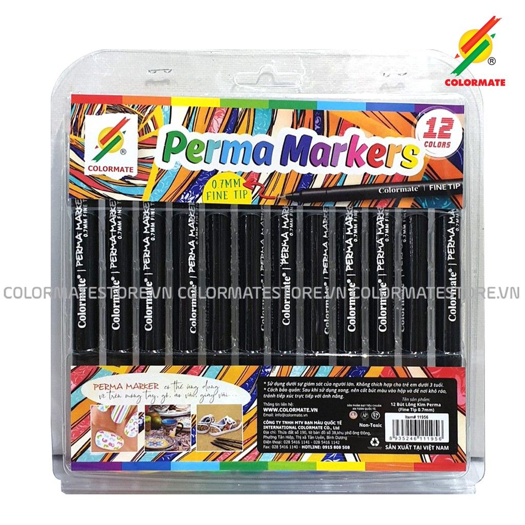Bộ 12 Bút Lông Kim Perma Marker FT-07-Colormate