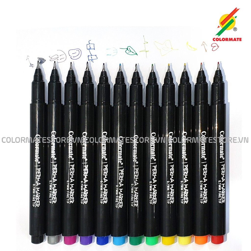 Bộ 12 Bút Lông Kim Perma Marker FT-07-Colormate
