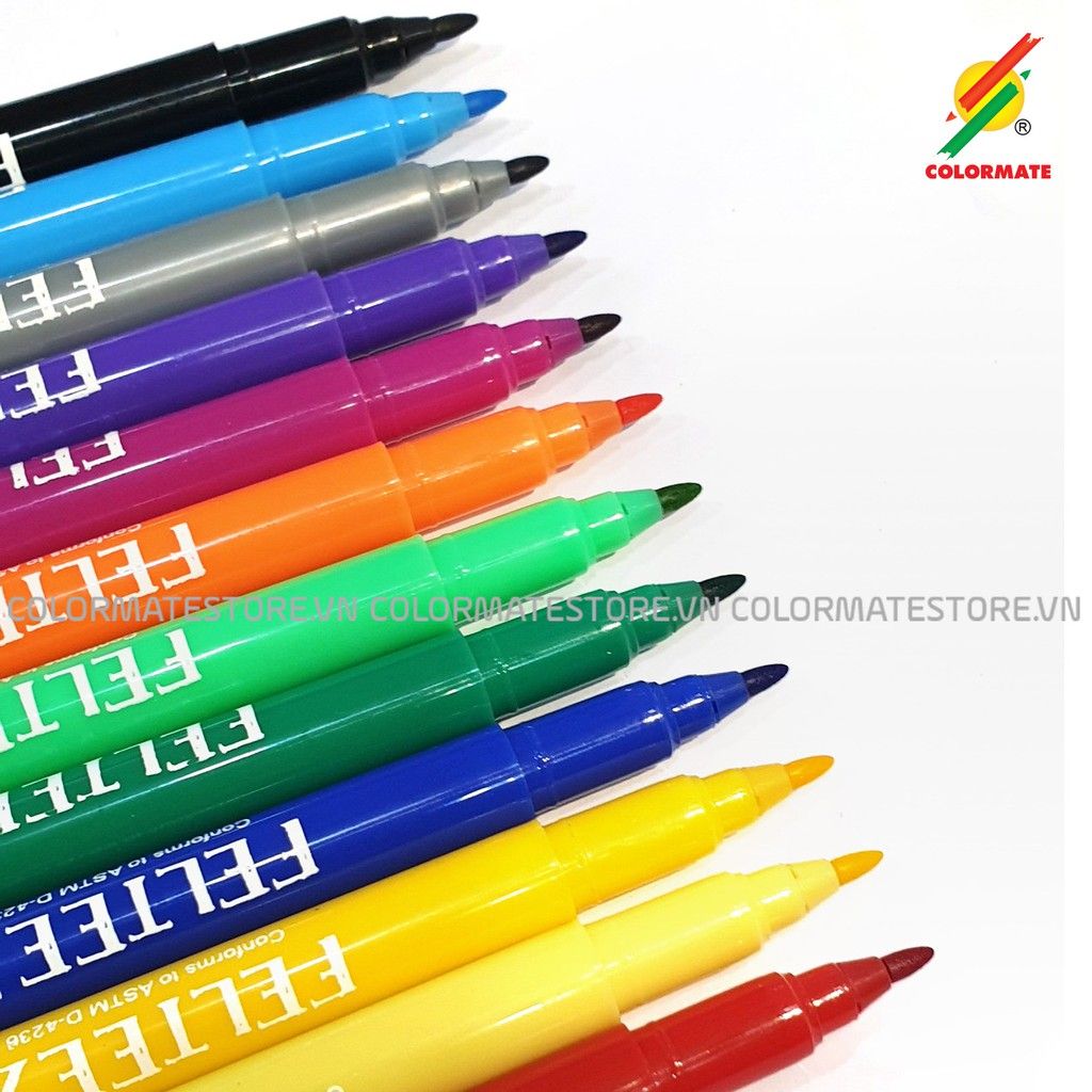 Bộ 12 Bút Lông FELTEEZ, Bút lông ngòi 1mm-Colormate