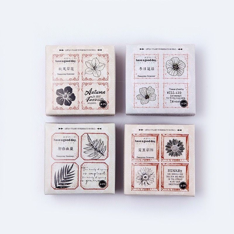 Set con dấu gỗ 4 miếng