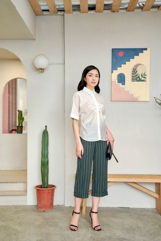 Quần nữ culottes mí gân kẻ