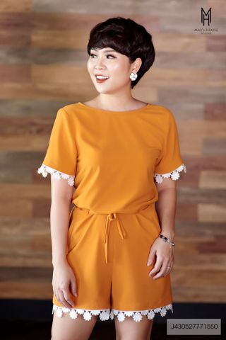 Jumpsuit cộc phối gấu ren