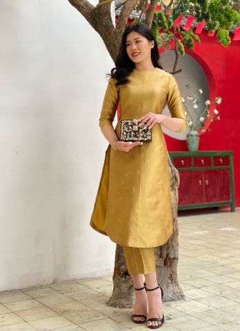 Bộ áo dài Taffeta trơn