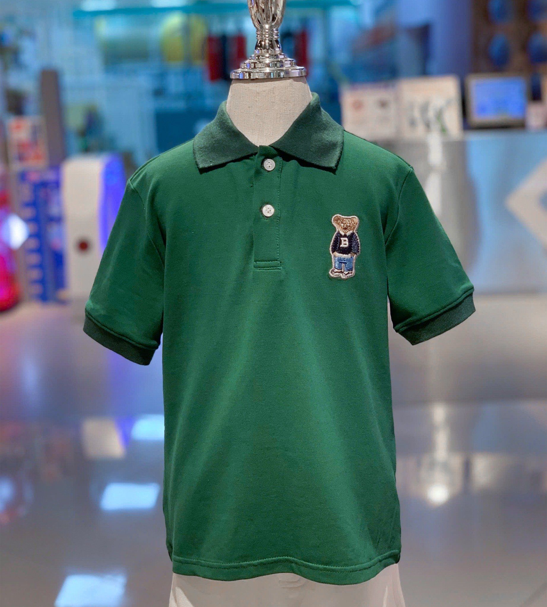 Áo Polo Tay Ngắn Bé Trai Cotton Thêu Hình Gấu Cao Cấp | Crown Space CKBS2150128
