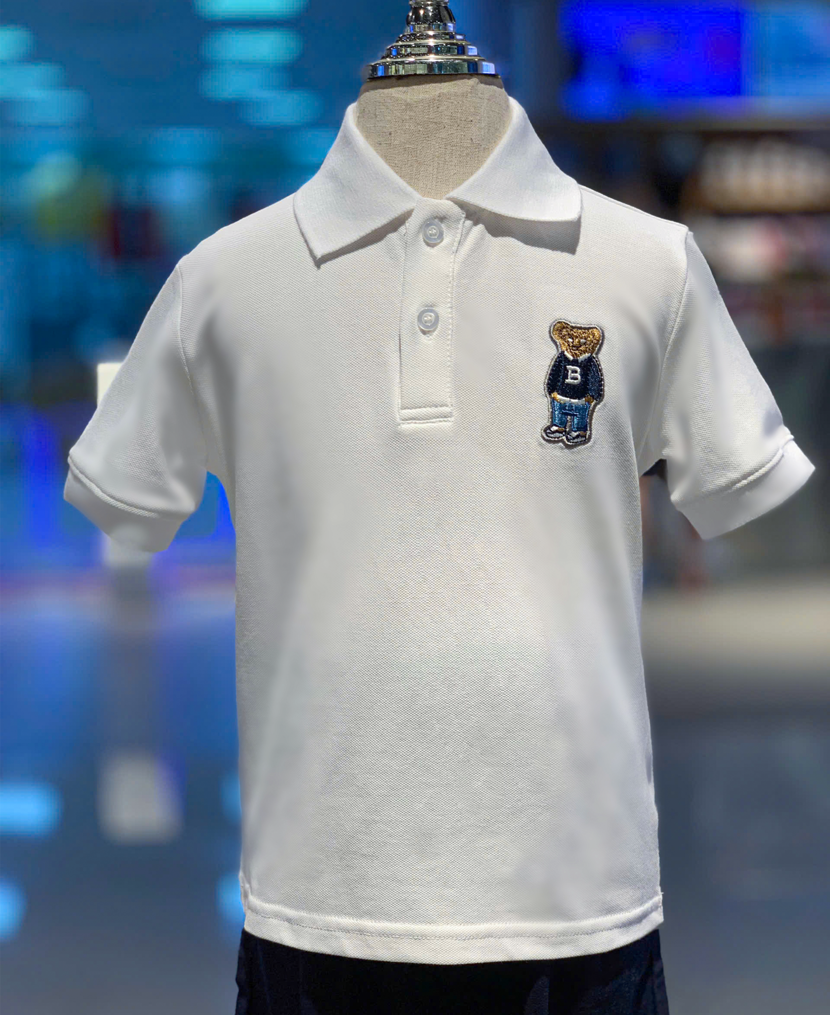 Áo Polo Tay Ngắn Bé Trai Cotton Thêu Hình Gấu Cao Cấp | Crown Space CKBS2150128