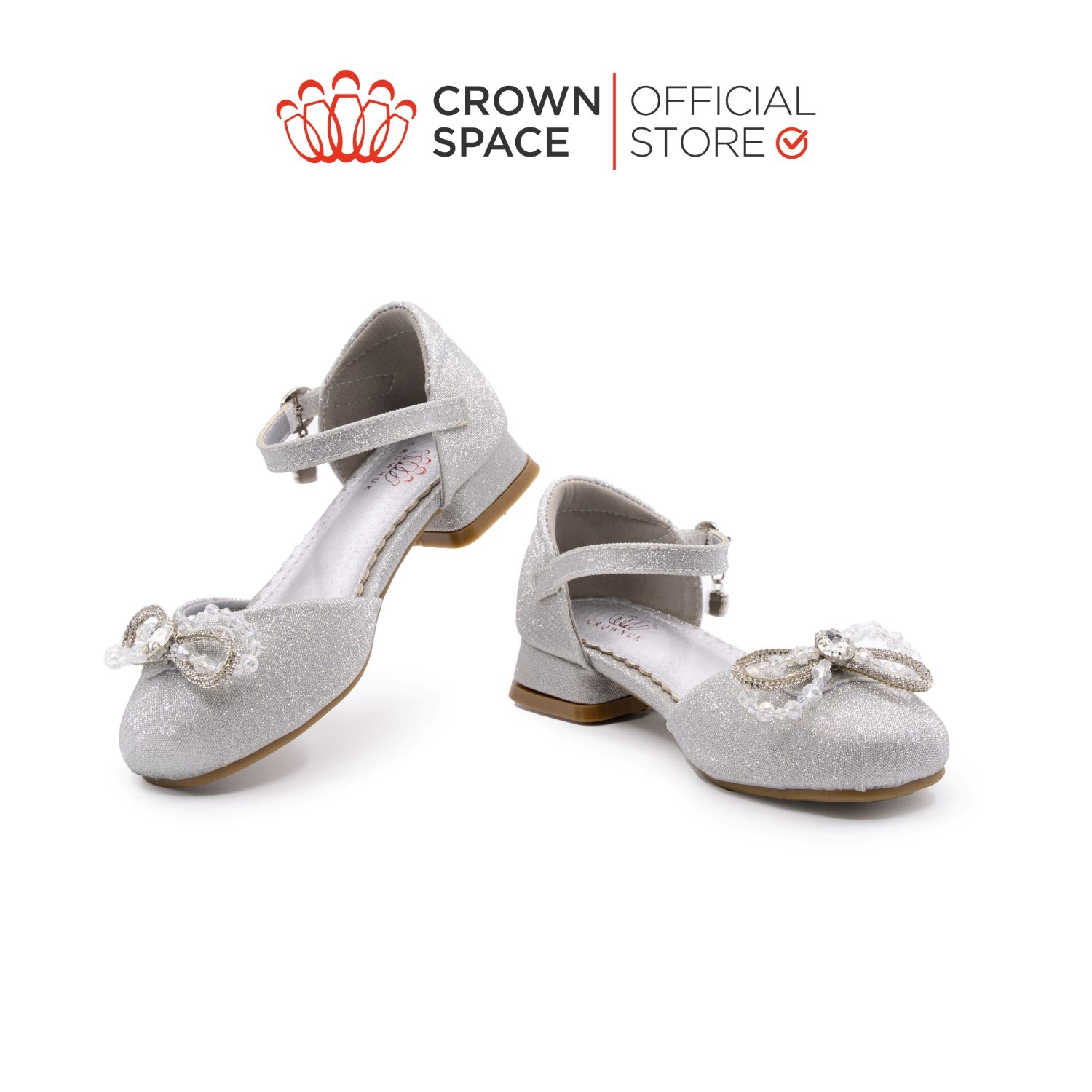 Giày Búp Bê Bé Gái Da Thật Đế Cao Gót, Thấm Hút Tốt | Crown Space CRUK3151