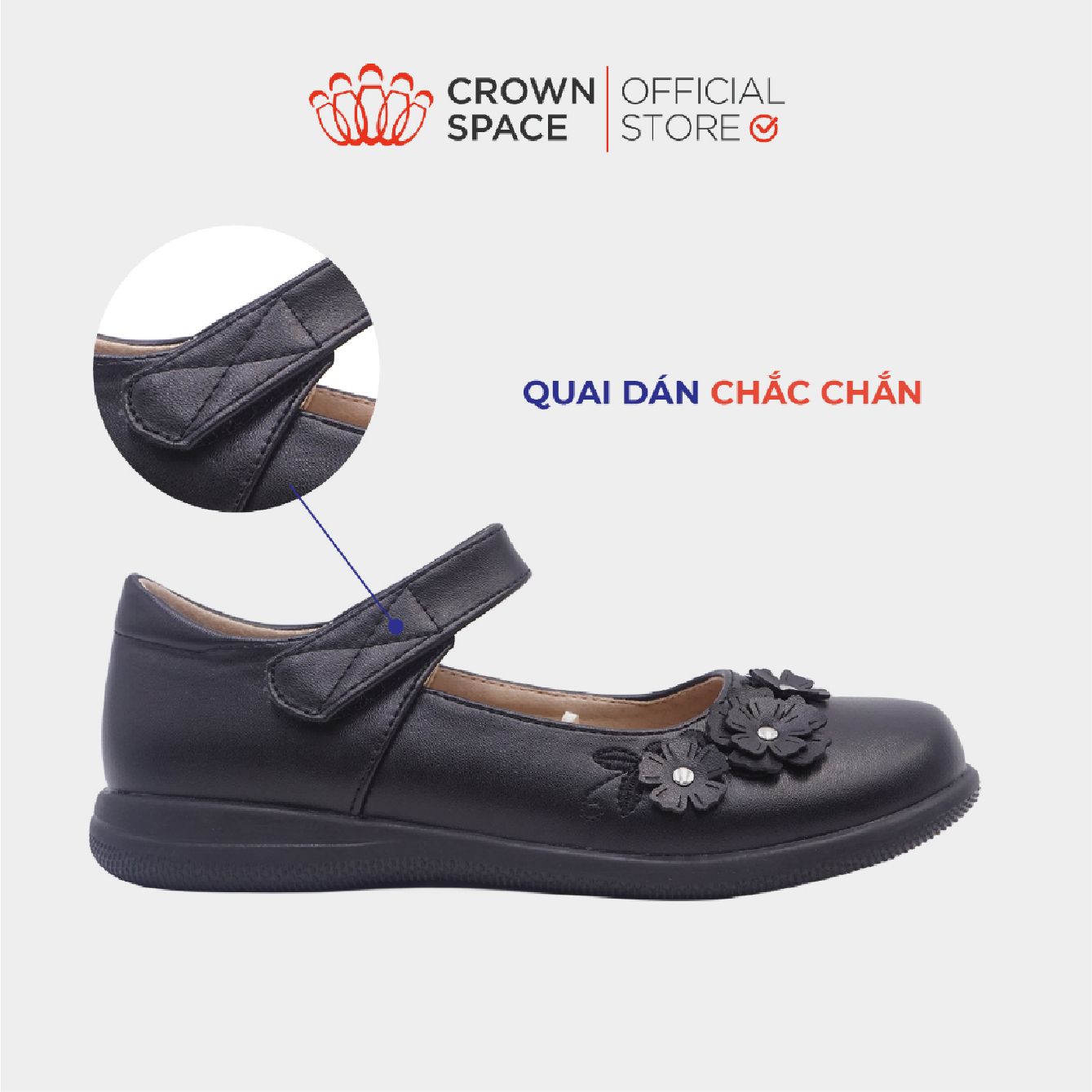 Giày Đi Học Bé Gái Cao Cấp, Sang Trọng, Êm Ái | Crown Space CRUK3077