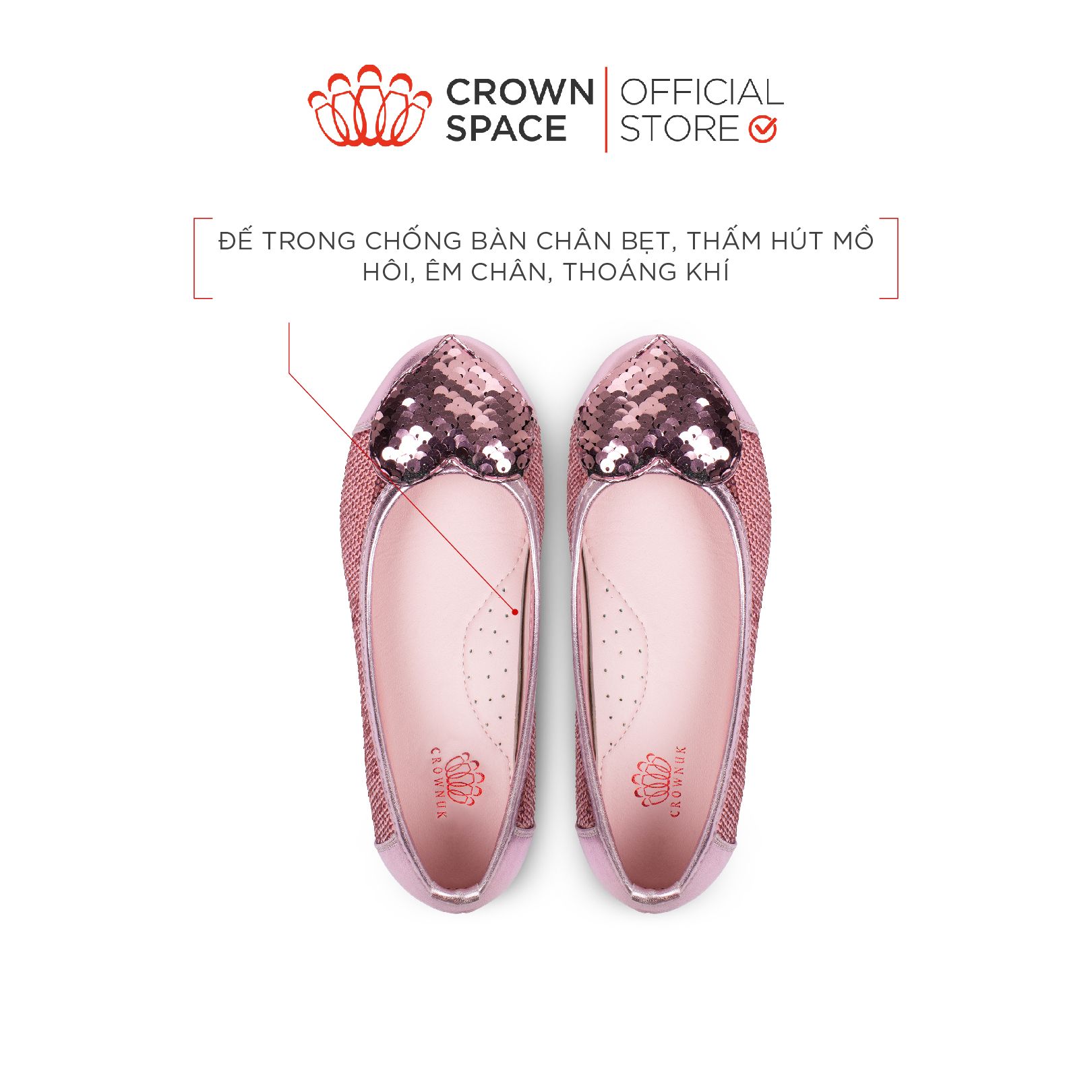  Giày Búp Bê Trẻ Em Cao Cấp Chính Hãng Crown Space Dành Cho Bé Gái Đi Chơi Đi Học CRUK3102 Size 29 - 36 