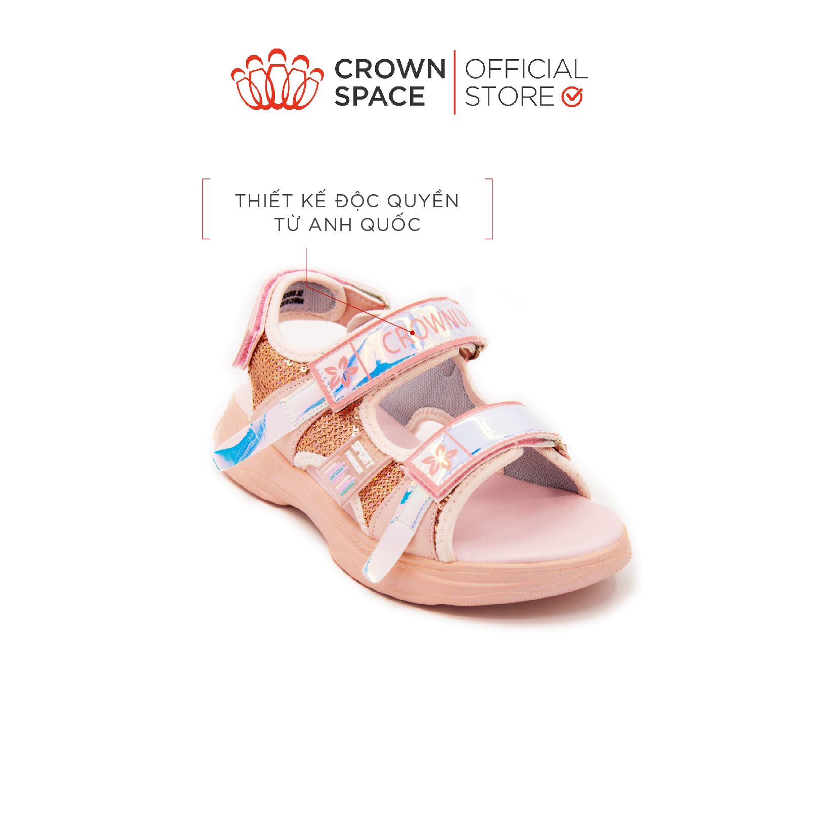  Dép Quai Hậu Sandals Trẻ Em Cao Cấp Chính Hãng Crown Space Dành Cho Bé Gái Đi Chơi Đi Học CRUK545 Size 26 - 35 