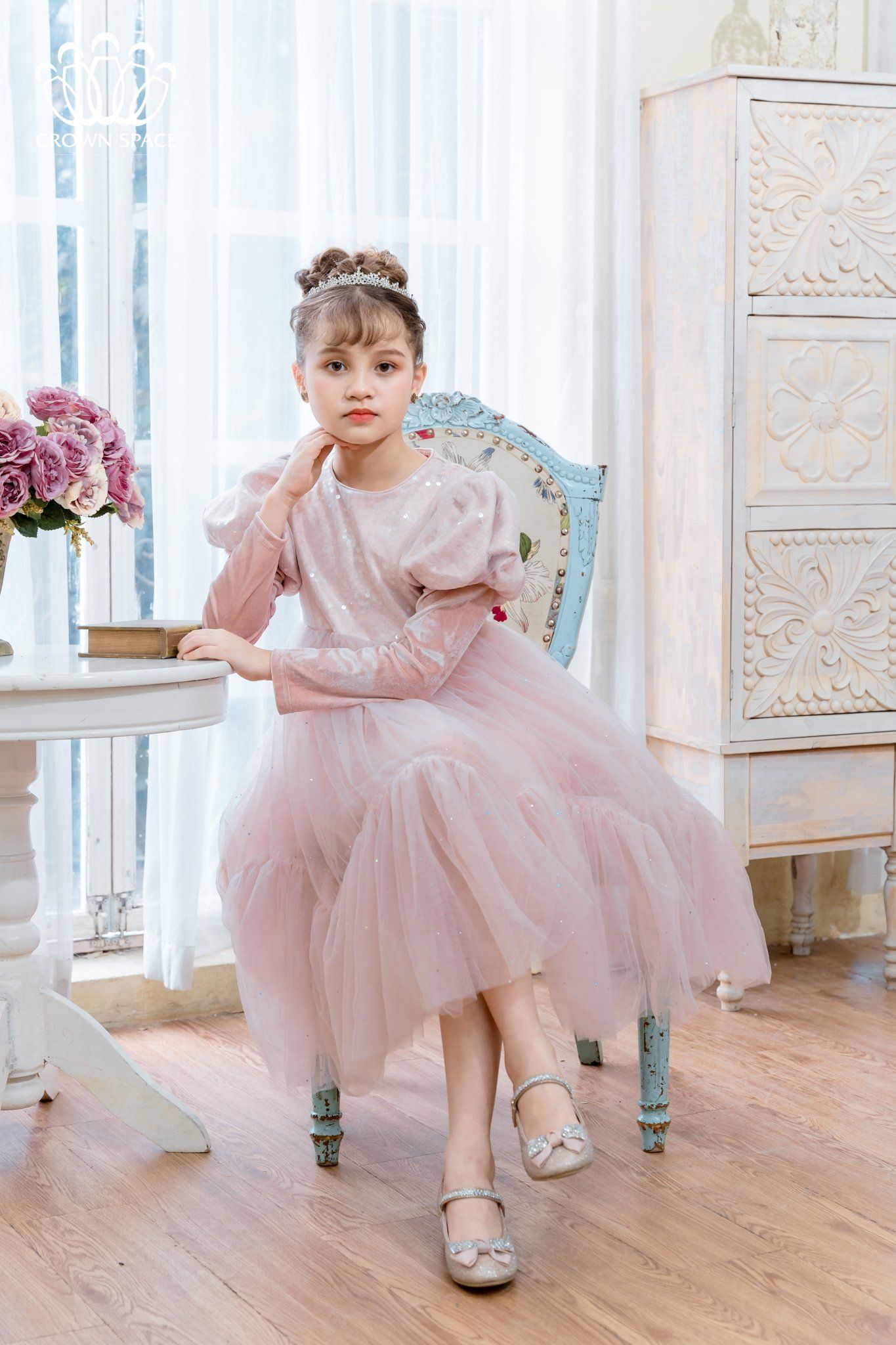 Váy Nhung Công Chúa 2 Màu Tím/Hồng, Thiết Kế Limited | Crown Space CKGL6832508
