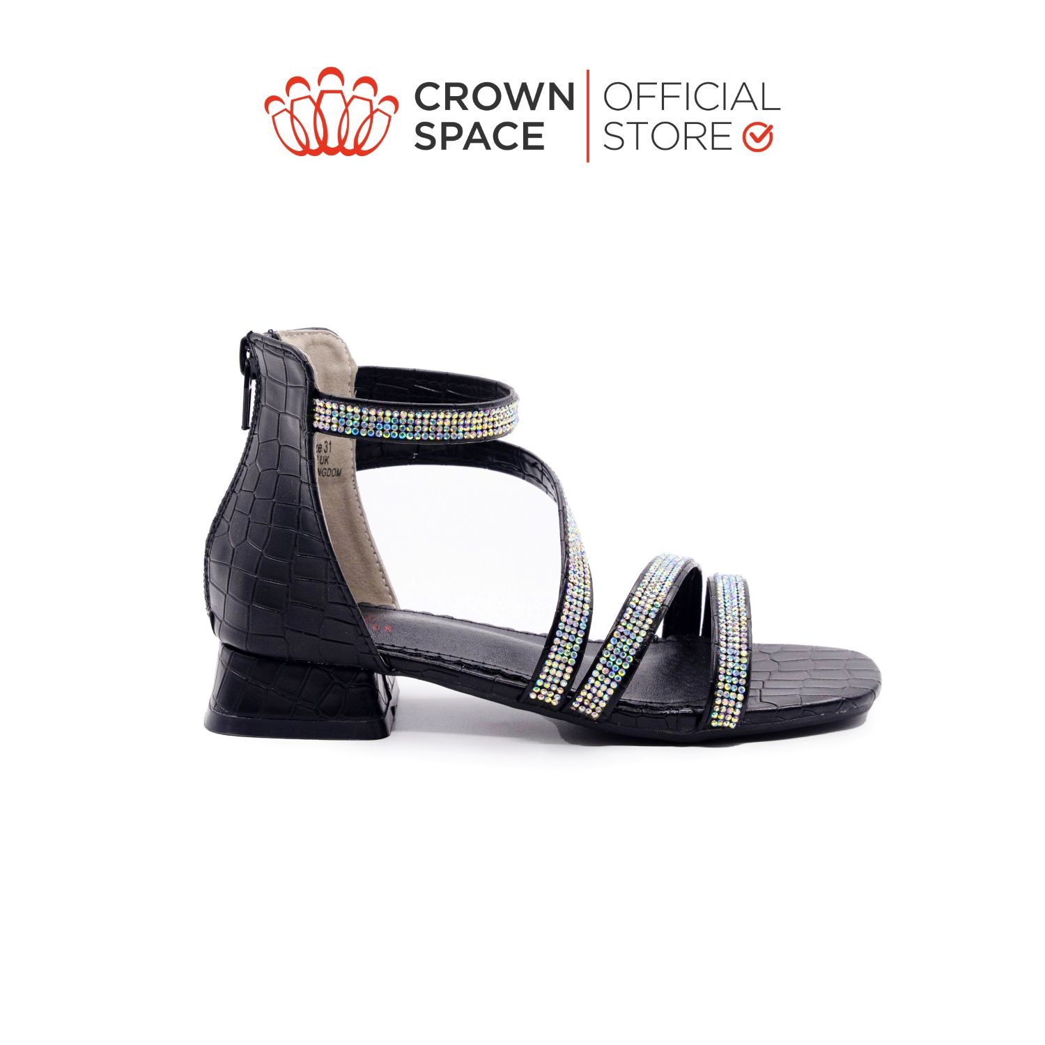  Dép Quai Hậu Sandals Có Gót Trẻ Em Cao Cấp Chính Hãng Crown Space Dành Cho Bé Gái Đi Chơi Đi Học CRUK7041 Size 31 - 36 