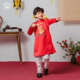  Áo Dài Gấm Dành Cho Bé Trai Crown Kids Cao Cấp CKBL9933112 Size 12 - 43Kg 