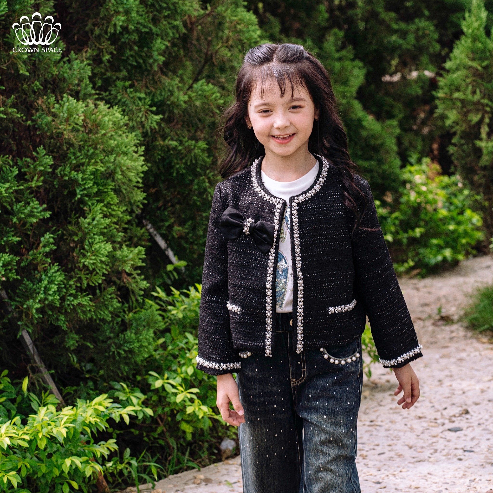 Áo Khoác Dạ Tweed Bé Gái Tiểu Thư | Crown Space CKGL6341528