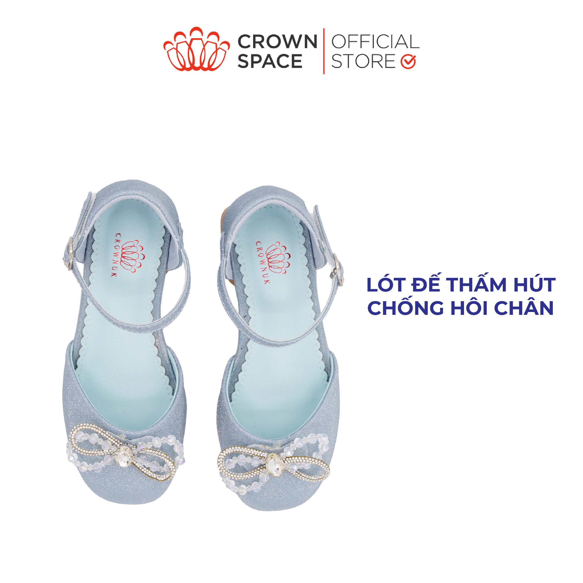 Giày Búp Bê Bé Gái Da Thật Đế Cao Gót, Thấm Hút Tốt | Crown Space CRUK3151