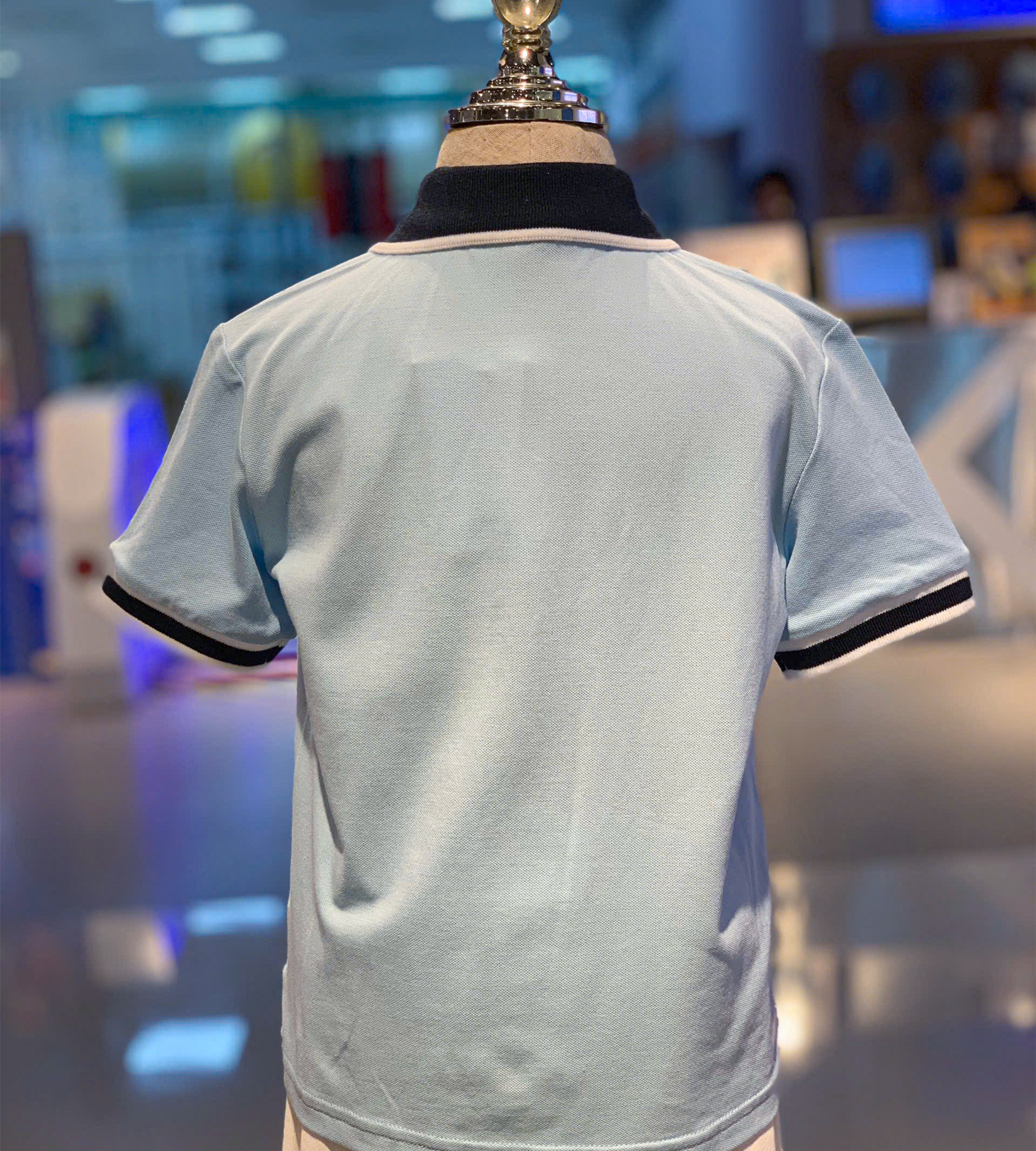 Áo Polo Tay Ngắn Bé Trai Cotton Cao Cấp - Phối Cổ Tinh Tế Xanh Dương & Trắng | Crown Space CKBS2150126