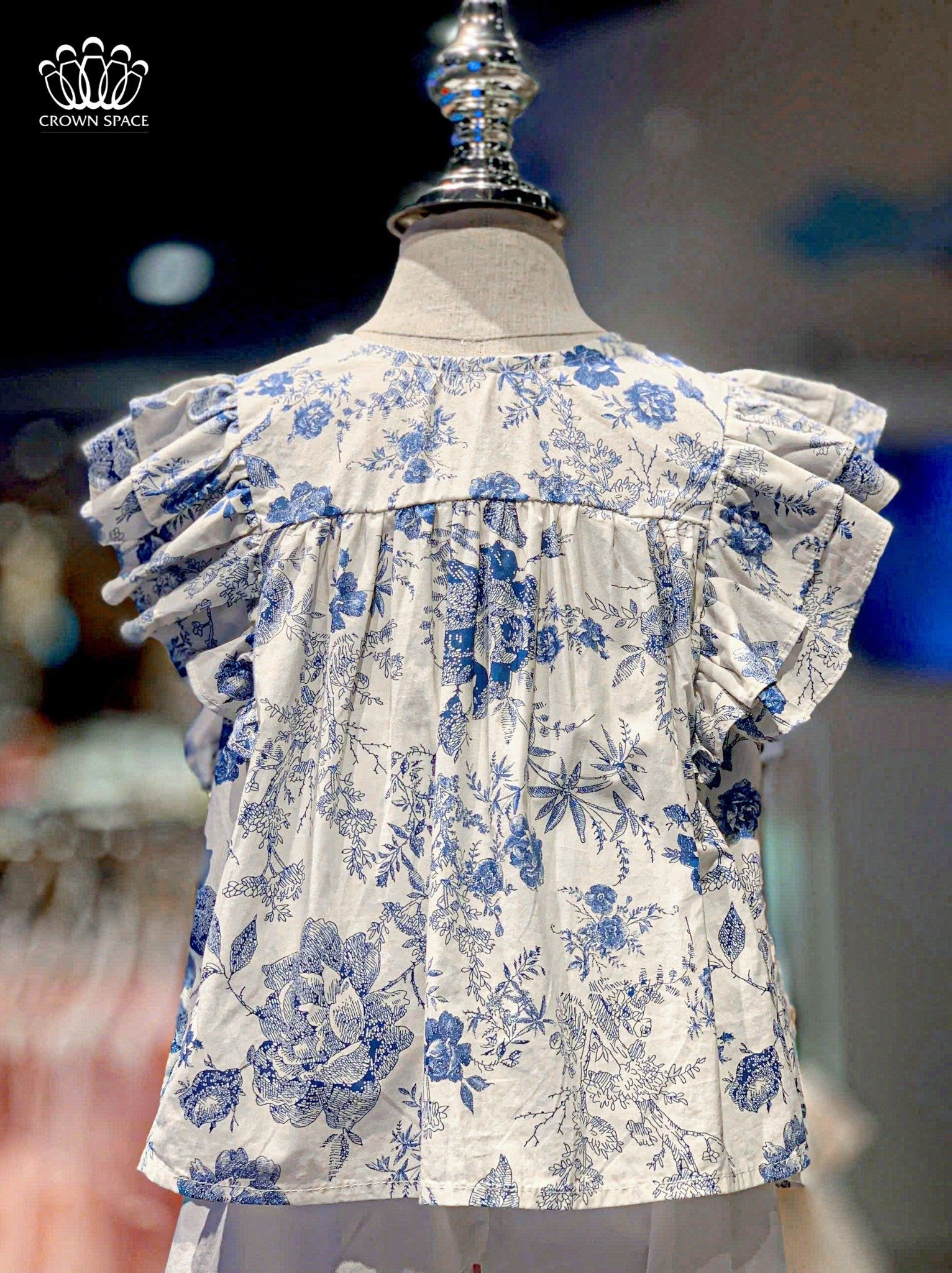 Áo Cotton Tay Bồng Bé Gái Hai Lớp Thoáng Mát, Êm Ái | Crown Space CKGS2150207