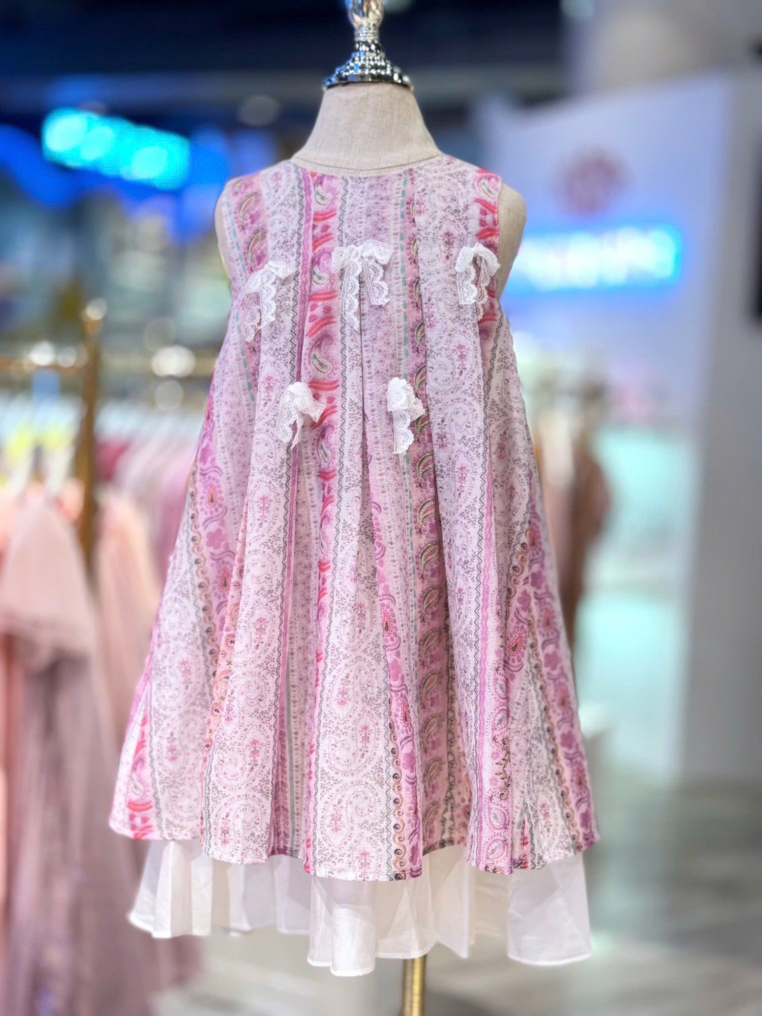 Váy Bé Gái Công Chúa Boho Hồng Pastel Cao Cấp | Crown Space CKGS3850901
