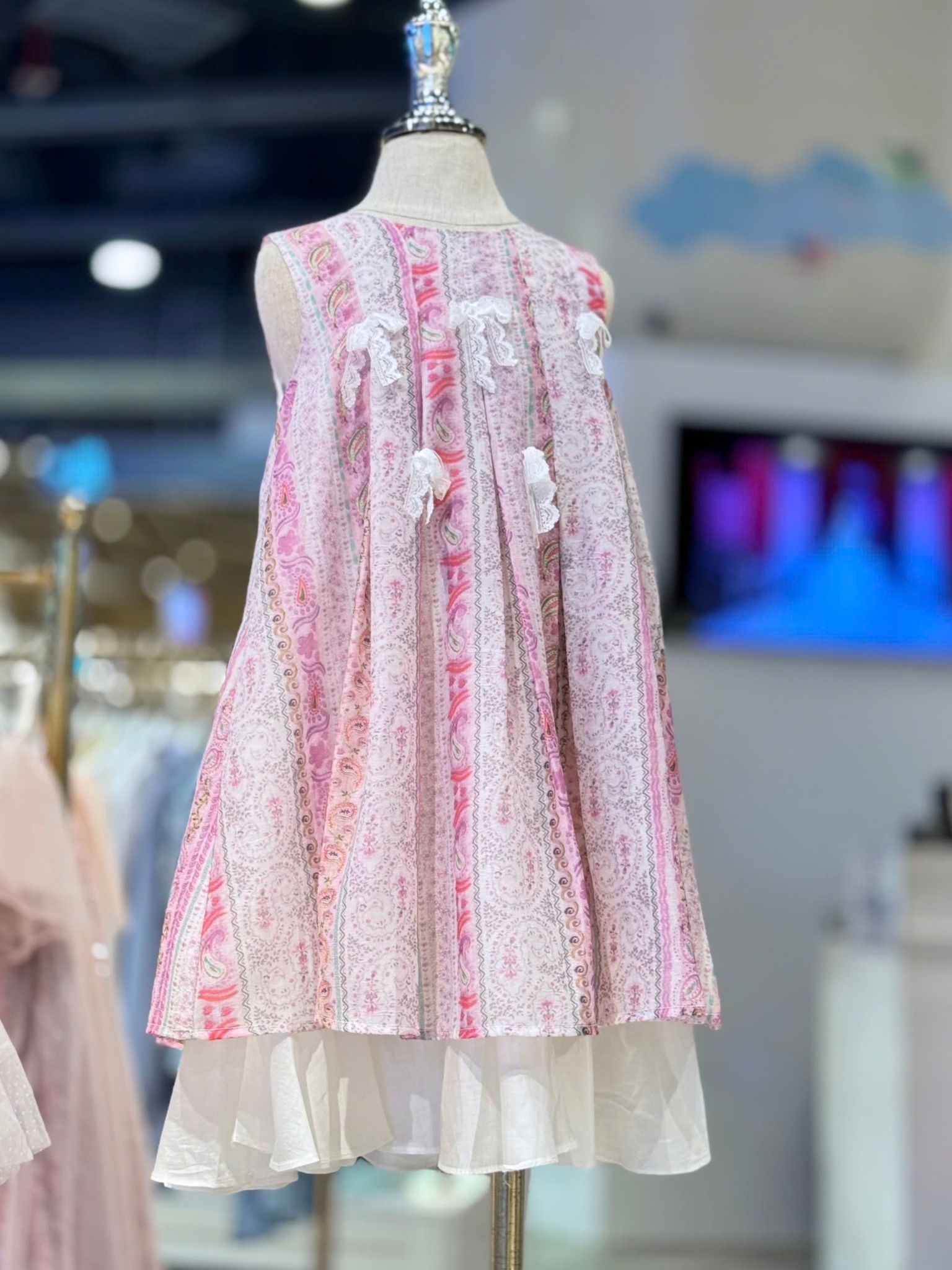 Váy Bé Gái Công Chúa Boho Hồng Pastel Cao Cấp | Crown Space CKGS3850901