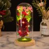 Hoa Hồng Thủy Tinh Màu tự nhiên 3 bông lồng kính đèn led - quà tặng tỏ tình - quà sinh nhật bạn gái