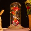 Hoa Hồng Trái Tim thủy tinh đèn led đế gỗ - quà tặng sinh nhật bạn gái