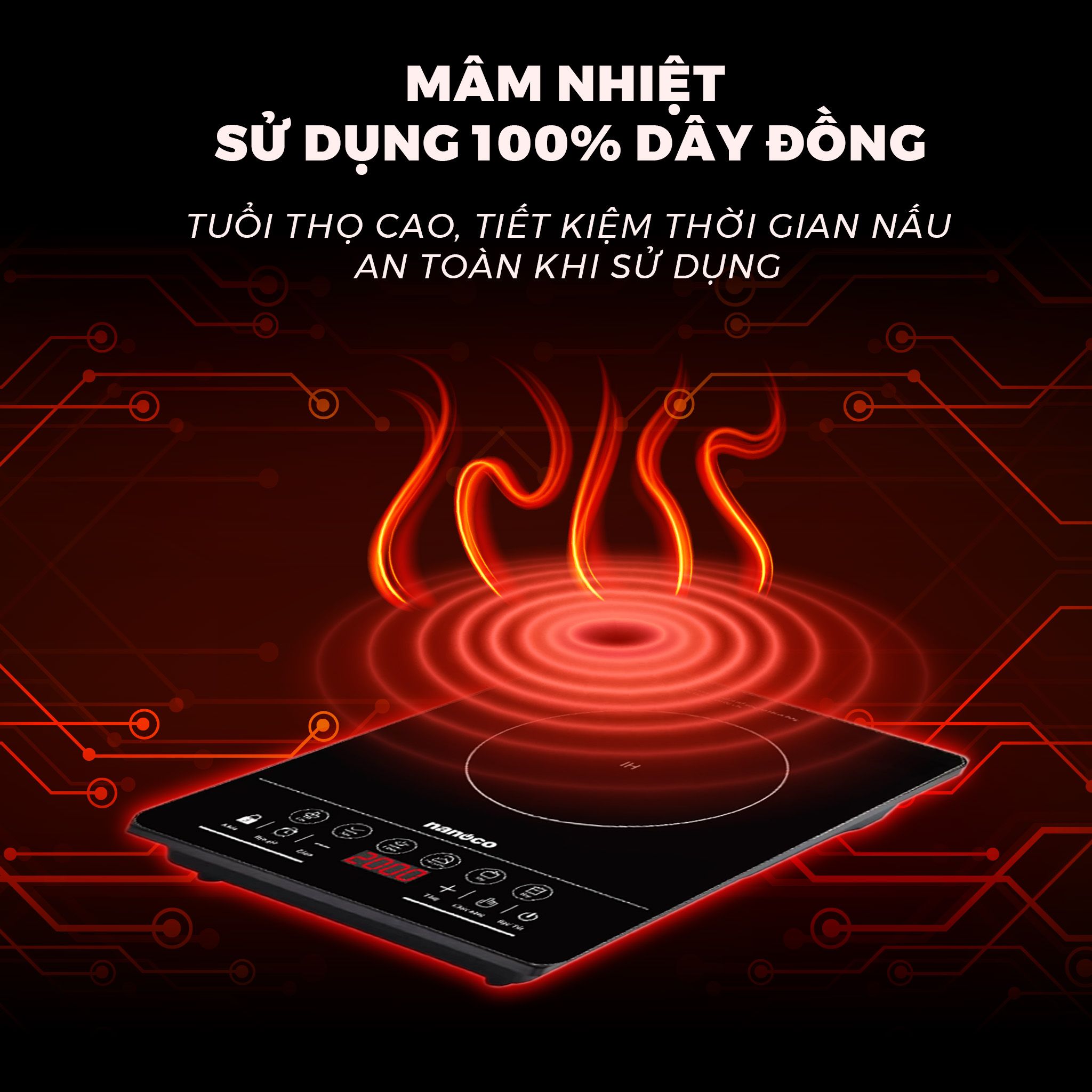 Bếp từ đơn chính hãng Nanoco NICY660 - Mặt kính crystal