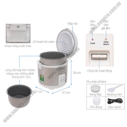 Nồi cơm điện nắp gài Panasonic SR-MVN10LRAX