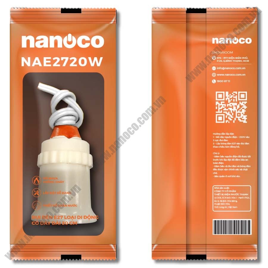  Đui đèn E27 Nanoco NAE2720W/ NAE2720BK 