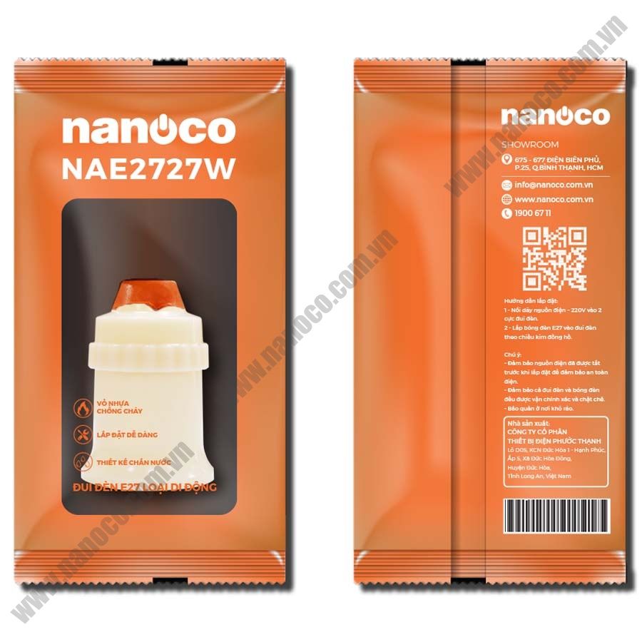 Đui đèn E27 Nanoco NAE2727W/ NAE2727BK