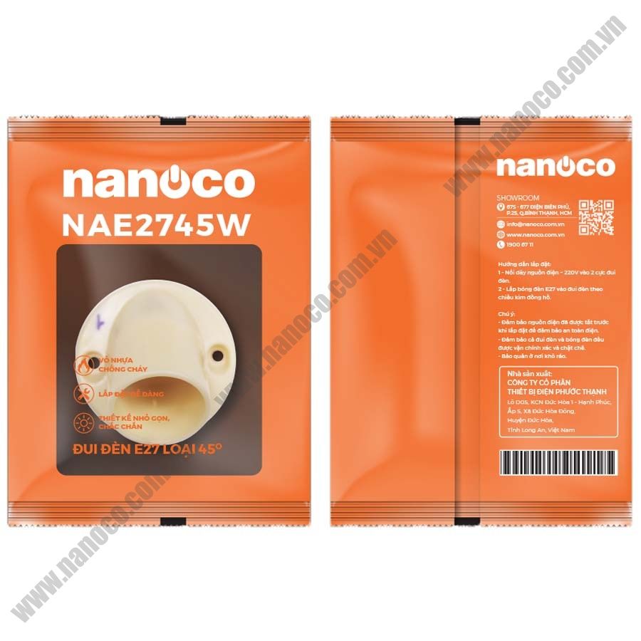 Đui đèn E27 Nanoco NAE2745W/ NAE2745BK