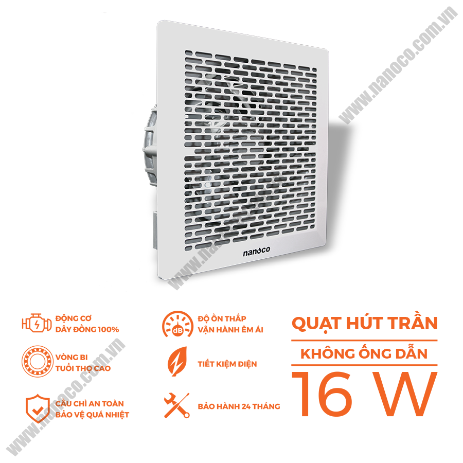  Quạt hút âm trần không ống dẫn 16W Nanoco NCV1520 