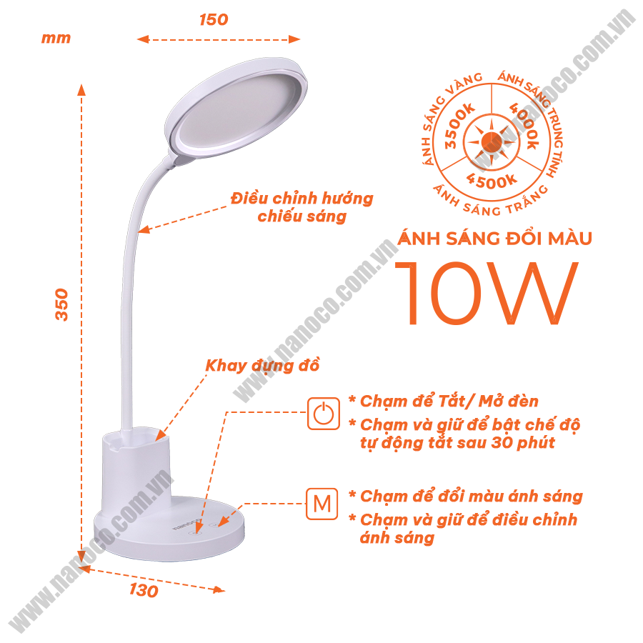 Đèn bàn LED Nanoco NDK10WC