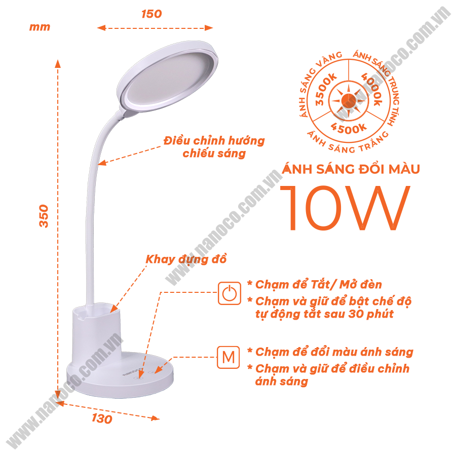  Đèn bàn LED Nanoco NDK10WC 