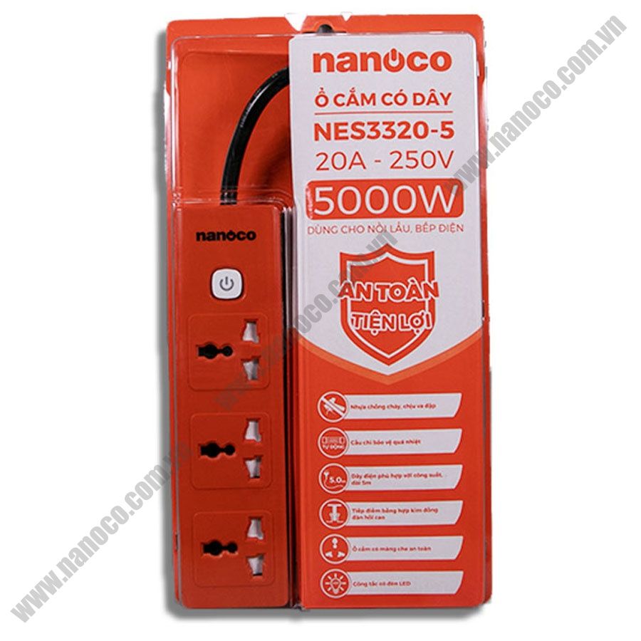  Ổ Cắm Có Dây Nanoco NES3320-5 